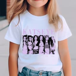 Katseye Harajuku Fashion Tops Youth Girl Streetwear Tee Children's Clothing KATSEYE Print T-shirt for Kids Casual Summer Top