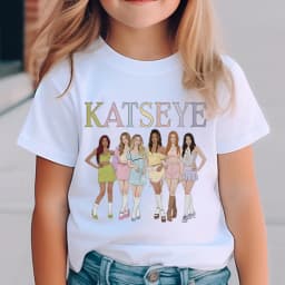 Katseye Harajuku Fashion Tops Youth Girl Streetwear Tee Children's Clothing KATSEYE Print T-shirt for Kids Casual Summer Top