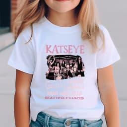 Katseye Harajuku Fashion Tops Youth Girl Streetwear Tee Children's Clothing KATSEYE Print T-shirt for Kids Casual Summer Top
