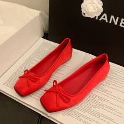 Spring Summer Women Casual Square Toe Ballet Flats Bow Decor Soft Sole Non-Slip Slip on Multi Color Daily Walking Shoes