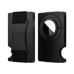 Men's Slim RFID Blocking Credit Card Holder Aluminum Wallet with Cash Strap Airtag Case Forged Carbon Fiber Business Cardholder