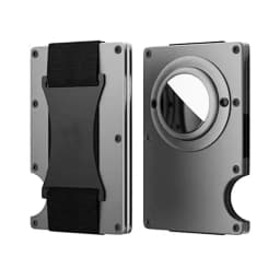 Men's Slim RFID Blocking Credit Card Holder Aluminum Wallet with Cash Strap Airtag Case Forged Carbon Fiber Business Cardholder