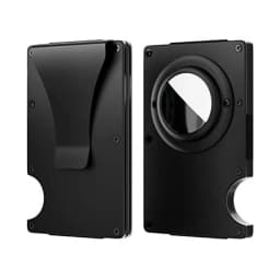 Men's Slim RFID Blocking Credit Card Holder Aluminum Wallet with Cash Strap Airtag Case Forged Carbon Fiber Business Cardholder