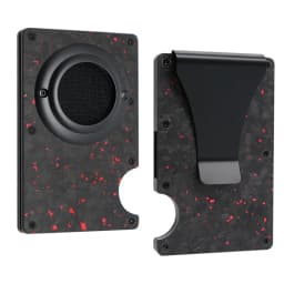 Men's Slim RFID Blocking Credit Card Holder Aluminum Wallet with Cash Strap Airtag Case Forged Carbon Fiber Business Cardholder