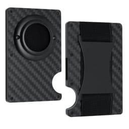 Men's Slim RFID Blocking Credit Card Holder Aluminum Wallet with Cash Strap Airtag Case Forged Carbon Fiber Business Cardholder