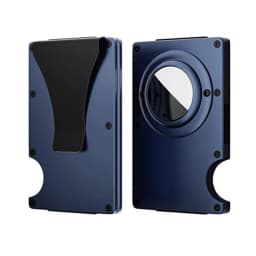 Men's Slim RFID Blocking Credit Card Holder Aluminum Wallet with Cash Strap Airtag Case Forged Carbon Fiber Business Cardholder