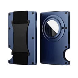 Men's Slim RFID Blocking Credit Card Holder Aluminum Wallet with Cash Strap Airtag Case Forged Carbon Fiber Business Cardholder