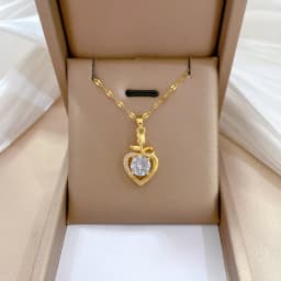 Luxury Full Zicron Shiny Heart Necklace for Women Titanium Steel Gold Color Anti-Tarnish Romantic Pendant Necklace