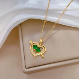 Luxury Full Zicron Shiny Heart Necklace for Women Titanium Steel Gold Color Anti-Tarnish Romantic Pendant Necklace