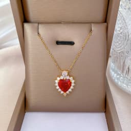 Luxury Full Zicron Shiny Heart Necklace for Women Titanium Steel Gold Color Anti-Tarnish Romantic Pendant Necklace