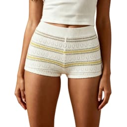 Women's Knit Mini Shorts Elastic Waist Casual Summer Striped Print Cut Out Micro Shorts