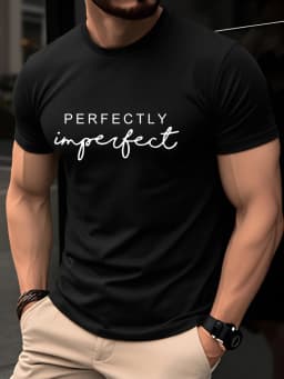 Men's Summer 100% Pure Cotton Fashionable Casual Loose Perfectly Letter Printed Round Neck Short Sleeved T-Shirt Top
