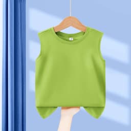 Children's Summer T-shirts Boys Girls Vests Sleeveless Solid Tee Tops 100% Cotton Comfortable Kids Tank Tops Clothes White 3-14Y