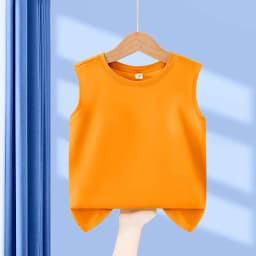 Children's Summer T-shirts Boys Girls Vests Sleeveless Solid Tee Tops 100% Cotton Comfortable Kids Tank Tops Clothes White 3-14Y