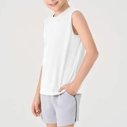 Children's Summer T-shirts Boys Girls Vests Sleeveless Solid Tee Tops 100% Cotton Comfortable Kids Tank Tops Clothes White 3-14Y