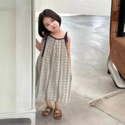 Girls Casual Dresses Summer New Korea Childrens Clothing Korean New Lovely Fragmented Flowers Loose Fashion Striped