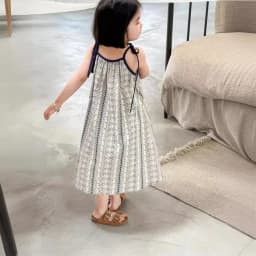 Girls Casual Dresses Summer New Korea Childrens Clothing Korean New Lovely Fragmented Flowers Loose Fashion Striped