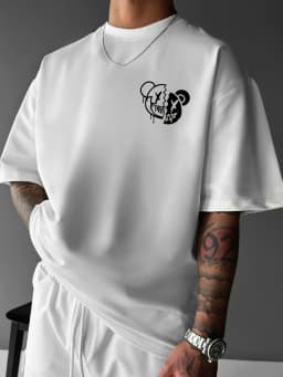 Smile Shine Broken Bear Graphic Print 100% Cotton Mens T Shirt for Summer Streetwear Ideal for Edgy Casual Outfits
