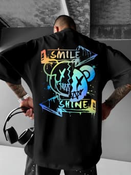 Smile Shine Broken Bear Graphic Print 100% Cotton Mens T Shirt for Summer Streetwear Ideal for Edgy Casual Outfits