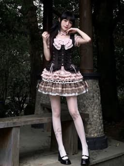 Summer Women's Casual Dresses Japan Sweet Fashion Y2k Lolita Dresses 3-Piece Set 2000s Clothes Vintage Vest Bow Sexy Skirt Party