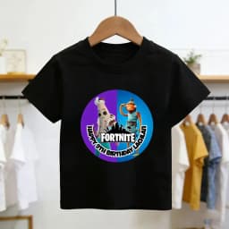 Boys and Girls Fortnites Theme Cartoon Printed T-Shirt Summer Child White Cotton T-Shirt Cartoon Hot Game Fortnite Short Sleeve