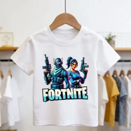 Boys and Girls Fortnites Theme Cartoon Printed T-Shirt Summer Child White Cotton T-Shirt Cartoon Hot Game Fortnite Short Sleeve