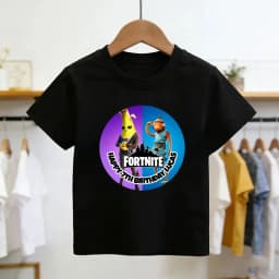 Boys and Girls Fortnites Theme Cartoon Printed T-Shirt Summer Child White Cotton T-Shirt Cartoon Hot Game Fortnite Short Sleeve
