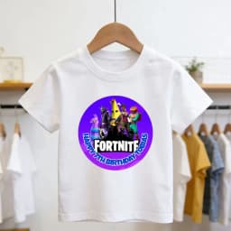 Boys and Girls Fortnites Theme Cartoon Printed T-Shirt Summer Child White Cotton T-Shirt Cartoon Hot Game Fortnite Short Sleeve