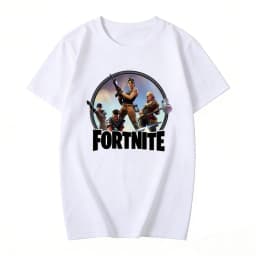Boys and Girls Fortnites Theme Cartoon Printed T-Shirt Summer Child White Cotton T-Shirt Cartoon Hot Game Fortnite Short Sleeve