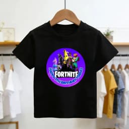 Boys and Girls Fortnites Theme Cartoon Printed T-Shirt Summer Child White Cotton T-Shirt Cartoon Hot Game Fortnite Short Sleeve