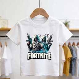 Boys and Girls Fortnites Theme Cartoon Printed T-Shirt Summer Child White Cotton T-Shirt Cartoon Hot Game Fortnite Short Sleeve