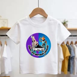 Boys and Girls Fortnites Theme Cartoon Printed T-Shirt Summer Child White Cotton T-Shirt Cartoon Hot Game Fortnite Short Sleeve