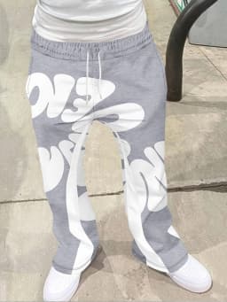 Y2k Flared Pants Men Loose 3D Print Trousers Casual Sweatpants Mid Waist Sporty Female Clothes Streetwear Hip Hop Vintage Pants