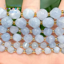 6 8 10mm Natural Stone Beads Faceted Aquamarine Jade Round Beads Loose Beads for Jewelry Making Diy Beading Accessory