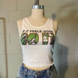 Ribbed Tank with If It Feels Good Do It Vintage Inspired Graphic 20 Inch Emo Girls Aesthetic Letter Print Grunge Goth Camisole