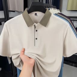 2026 New Men's Contrast Collar Polo Shirt Cool Quick Dry Fabric Short Sleeve Top For Office And Daily Activities