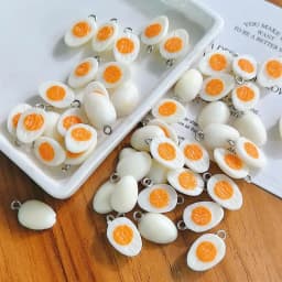 10/30pcs PVC Mini Half Egg Miniature Food Charms Funny Cute Bracelet Earring Pendant DIY Jewelry Accessory