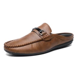 Summer Leather Casual Shoes For Men Half Shoes Comfortable Soft Men's Loafers Lightweight Flat Slip-on Shoes Man Daily Slippers
