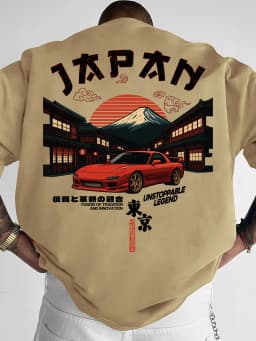 Men's JDM Car Japan Graphic Print T-shirt Oversized 100% Polyester Streetwear Short Sleeve Tops S-XXL