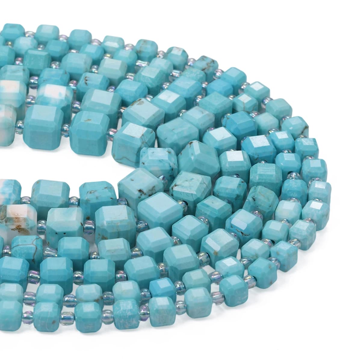 Wholesale Blue Turquoise Stone Beads Faceted Charms Square Cube Beads for Jewelry Making Diy Bracelet Beading Accessories