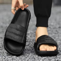 Luxury Non Slip Men's Slippers Soft Bottom PVC Solid Beach Slippers Unisex Thick-soled Sandals Summer