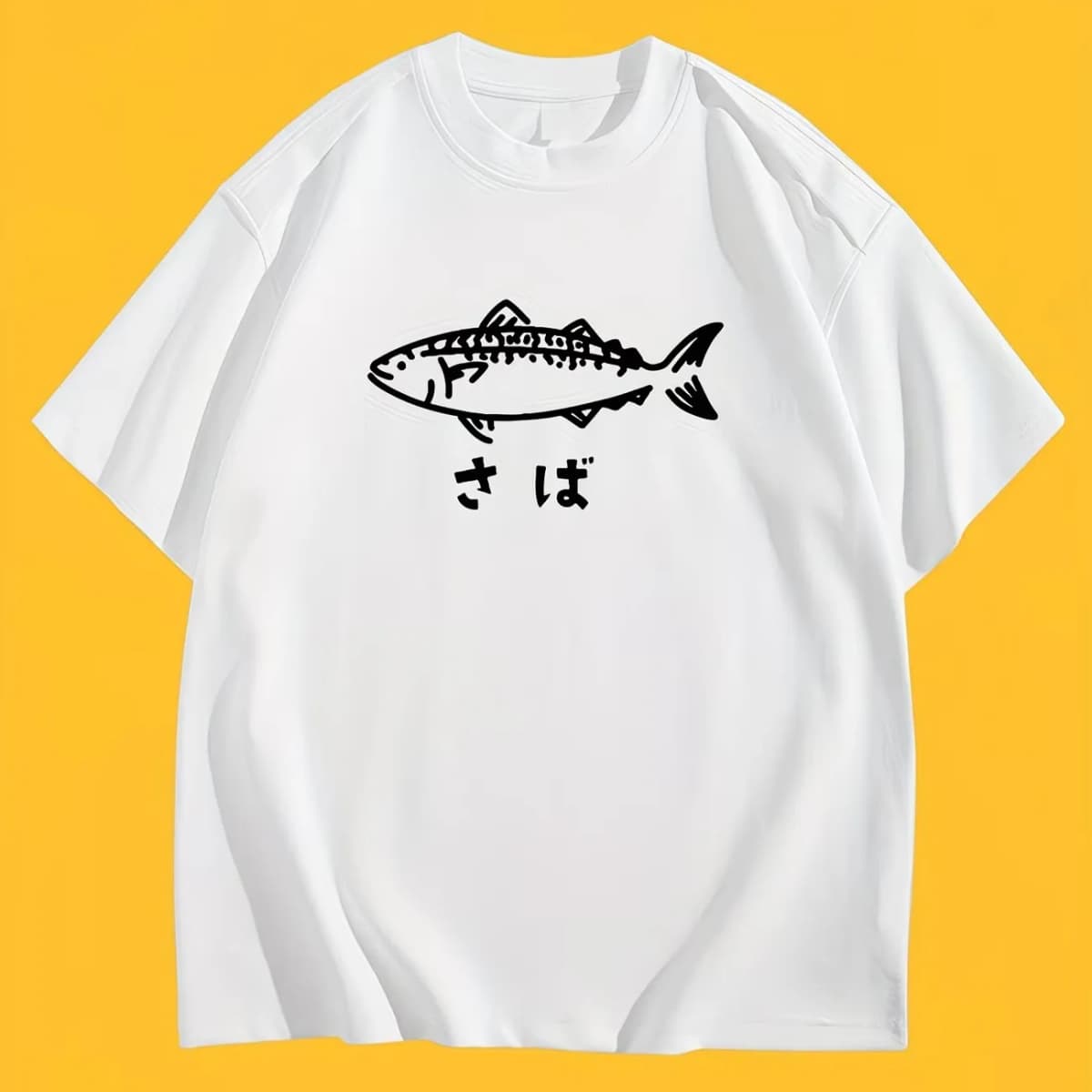Japanese Saba Mackerel Fish T-Shirt Women Men Minimalist Hirajuku Streetwear Graphic Tee Summer Short Sleeve White Casual Tops
