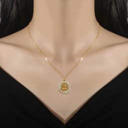 18K Gold Plated Double Ring Love Heart Pendant Necklace For Women Full Zircon Titanium Steel Necklace Lover Couple Gift