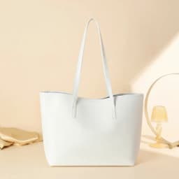Chic Litchi Texture Tote Bag Snap Button Design Large Capacity Shoulder Bag Crossbody Leather Handbags Women