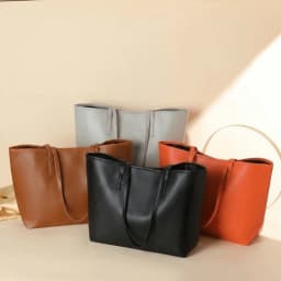 Chic Litchi Texture Tote Bag Snap Button Design Large Capacity Shoulder Bag Crossbody Leather Handbags Women