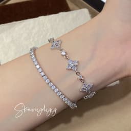 Clover Design Zircon Bracelet 925 Silver Plated Gold Adjustable Chain Luxury Crystal Flower Bracelets for Women Jewelry Gift