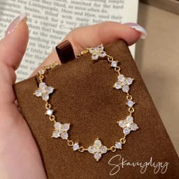 Clover Design Zircon Bracelet 925 Silver Plated Gold Adjustable Chain Luxury Crystal Flower Bracelets for Women Jewelry Gift