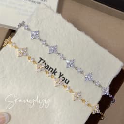 Clover Design Zircon Bracelet 925 Silver Plated Gold Adjustable Chain Luxury Crystal Flower Bracelets for Women Jewelry Gift