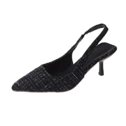 Fashion brand designed knitted platform heels for women, pointed-toe party shoes, comfortable large-size summer stiletto sandals