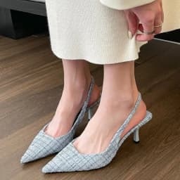 Fashion brand designed knitted platform heels for women, pointed-toe party shoes, comfortable large-size summer stiletto sandals